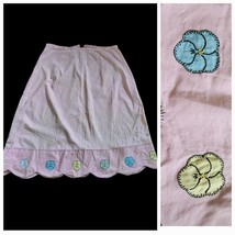 Vintage 1920-30s Deco Pink Scalloped Edge Pansies Applique skirt W34&quot; Read - $695.52 MXN