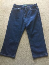 LRL Jeans Co. Ralph Lauren Women’s Sz 10 Dark Wash Jeans Classic Midcalf Capris - £15.81 GBP