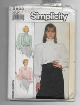 Simplicity 8955 BLOUSE BUTTON BACK PLEATED YOKE front Size 12 uncut 1988 - $4.25