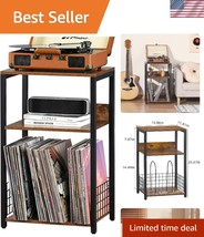 Elegant 3-Tier Record Player Stand for Vinyl, Storage for 100 Albums - $896.73 MXN