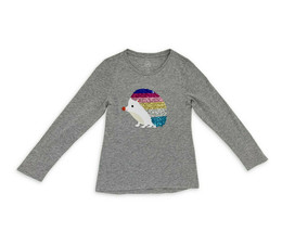 Wonder Nation Girls Long Sleeve Graphic T-Shirt Grey Hedgehog Size XL 14-16 - £15.95 GBP