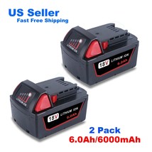 2 PACK For Milwaukee M18 Lithium XC 6.0 AH Extended Capacity Battery 48-11-1860 - £73.14 GBP