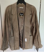 Vintage Womens L Avanti Tan Brown Suede Leather Single Jacket Coat Blazer - $38.61