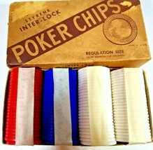Vintage Ca 1961 Styrene Poker Chips, Wm. F. Drueke &amp; Sons in Original Box - $14.84