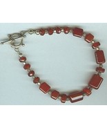 Carnelian Trillions and Toggle Clasp Beaded Bracelet and Earrings - €30,40 EUR