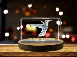 LED Base included | Ruby Topaz Hummingbird 3D Engraved Crystal 3D Engraved - £31.63 GBP+