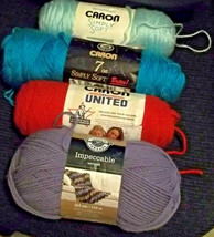 Caron Simply Soft Brites Medium Weight STASH 1 pound + 4 Colors Loops &amp; Threads - £15.64 GBP