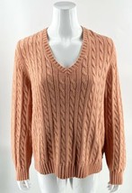 Tommy Hilfiger Sweater Size XXL Peach Cable Knit V Neck Cotton Pullover ... - £23.36 GBP