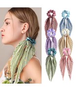 Cute Silk Floral Elastic Hair Band Ponytail Holder Retro Printed Head Rope - $23.08 CAD
