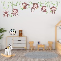Monkey Wall Stickers Jungle Wall Decor Safari Wall Decals For Kids Baby Boys Roo - £20.77 GBP