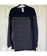CAbi Regiment Navy Blue Gray Striped Lightweight Sweater Size M style #3... - $33.57 CAD