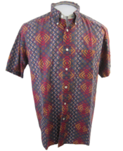 Tommy Hilfiger vtg 90s Men shirt M short sleeve pit to pit 26 geometric colorful - £19.54 GBP