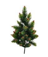 Vtg Plastic Christmas Tree Red Berries Miniature Table Top Tree 13 In Tall - £10.73 GBP