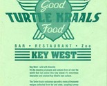 Turtle Kraals Bar Restaurant Zoo Menu Key West Florida Turtle Cannery  - $18.81