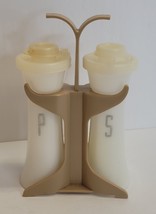 Vintage Tupperware Mini Salt &amp; Pepper Shakers with Stand 5.25&quot; tall - $34.64