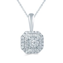 1/6ct tw Diamond cushion Cluster Fashion Pendant in Sterling Silver with 18&quot; cab - £31.96 GBP