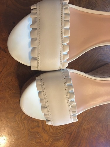Kate Spade Tomas Ruffle Platform Wedges Sandals white sz 10 new Item image 3