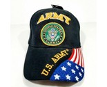 US ARMY EMBLEM HAT USA FLAG ON SIDE BRIM BALL CAP BLACK Officially Licensed - $15.83