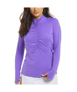 NWT IBKUL SOLID PLUM Ruched Long Sleeve Mock Golf Shirt XS S M L XL &amp; XXL - $1,201.50 MXN