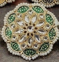 Most Beautiful Gold Plated Indian Jadau Kundan Earrings Jewelry Latest Green new - £29.05 GBP