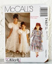 McCall&#39;s Pattern #7457 Girl&#39;s Tiered Lace Overlay Dress Sizes 10-12-14 Uncut - $9.45