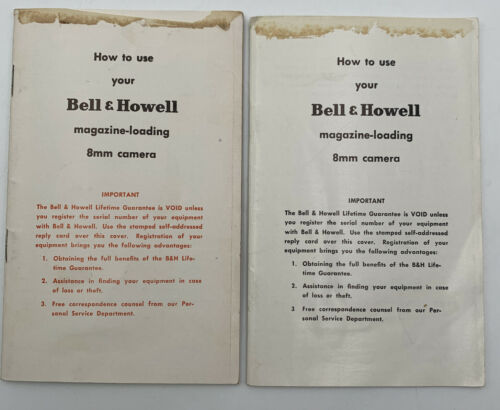 Bell & Howell Movie Camera Instruction Manual 172 A B C Owners Guide 8mm Lot/2 - $10.40