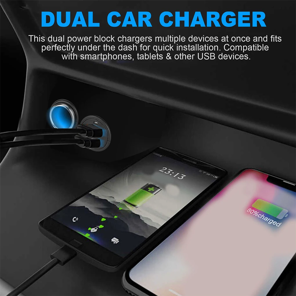 Car Lighter Socket Vehicle Under-dash Mount 12V/24V Charging Adapter Mobile Ph - £12.29 GBP