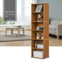 16&quot;Bamboo 6-Tier [Adjustable Shelves] Open Storage Bookcase Home Display Cabinet - £73.12 GBP