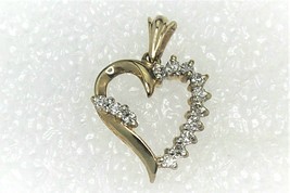 1/8 ct Diamond  Heart Charm Pendant REAL Solid 10 k Yellow Gold  1.5 g  - £134.73 GBP