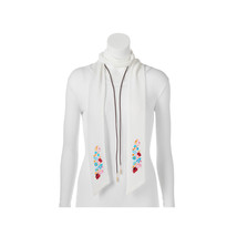 MUDD EMBROIDERED FLORAL SKINNY SCARF &amp; FEATHER LARIAT NECKLACE SET - $6.36
