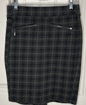 Liverpool Jean Co Pencil Skirt Sz 2 / 26 Grey Plaid Stretch Pull On - £11.38 GBP