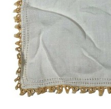 Vintage Handkerchief Hanky Peach Orange Crochet Border Pocket Scarf Handmade - £11.18 GBP