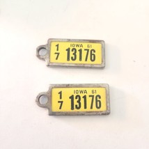 1961 Iowa DAV Key Tag rings (Pair) license plate Disabled American Veterans - £15.44 GBP