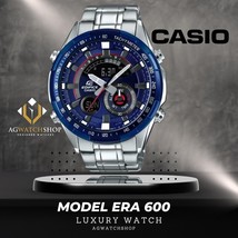 New Casio Edifice Men&#39;s Blue Dial Stainless Steel Quartz Watch ERA-600RR-2AVUDF - £90.91 GBP