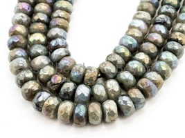 Natural Plated Labradorite beads, 4x6/5x8/6x10/7x12mm Faceted Rondelle Gemstone - $20.00+