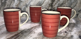 Royal Norfolk Stoneware Coffee Mugs Dinnerware Cups Red-Set Of 4-RARE-SH... - $49.38