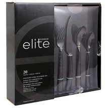 Gibson Elite Stonehenge 20 Piece Flatware Set in Black - $78.53
