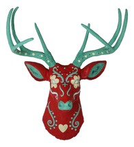 Day of The Dead Red Sugar Skull 8 Point Buck Stag Deer Wall Head Bust De... - $115.83 CAD