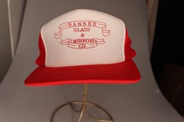 Banner Glass &amp; Mirror Company Hat Vintage Red adjustable Trucker C - £15.58 GBP