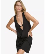 Calvin Klein Surplice Racer-Back Tunic Swim Cover Up S/M Black SW230521 - £18.74 GBP