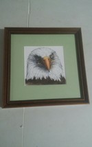 Mary Ellen Gross Bald Eagle Art Work Framed Piece 7 3/4x7 3/4 - £47.84 GBP