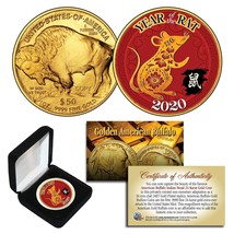 2020 Lunar YEAR OF THE RAT 24K Gold Clad $50 American Buffalo Tribute Coin BOX - £9.76 GBP