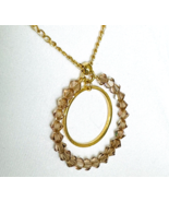 Bloomingdale's Gold Plated Chain Necklace Swarovski Crystal Pendant Circles - $12.34