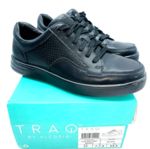 TRAQ by Alegria BaseQ Lace-Up Sneakers - Black Leather, EUR 37 / US 7-7.5 - £31.10 GBP