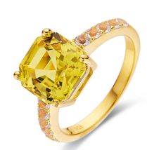 Natural Yellow Sapphire 925 Sterling Silver Ring Gift 14K Gold Filed Ring - £112.11 GBP