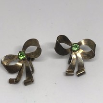 Vintage .925 Sterling Silver Screw On Earrings Jeweled Ribbons - £27.09 GBP