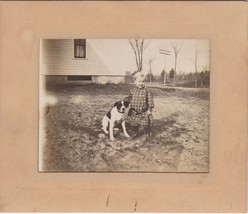 Jack Russell Terrier Dog &amp; Pretty Little Girl Antique Cabinet Photo ca. 1915-20 - £14.06 GBP
