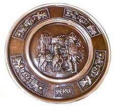 Alpakaandmore, Peruvian Décor Hammered Copper Plate Alpaka Farmer (5.91/ 15 cm) - £31.35 GBP
