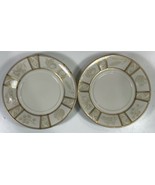 Mikasa Fine China Saucer Plates Set of 2 Nature&#39;s Theme Beige Gold Japan 6&quot; - $18.80