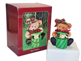 Suzis Surprise Ornament Vintage Carlton Cards Bear Puppy 2001 Indoor  De... - $18.70